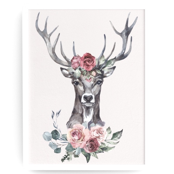 Other - Modern Wall Art Floral Deer Poster Print UNFRAMED